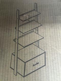 Black Bookcase Ladder With Drawer.