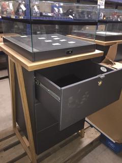 3-Drawer Cabinet With Glass Display Case, 57" x 28" x 28".