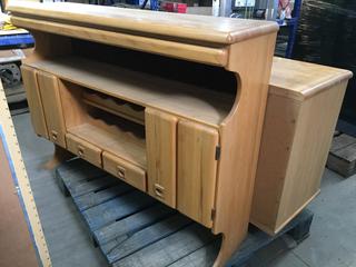 2-Piece Buffet/Hutch, 67-1/2" x 52" x 18", Missing Leg.