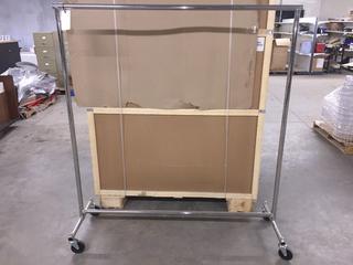 Metal Rolling Clothing Rack, 66" x 60" x 22".