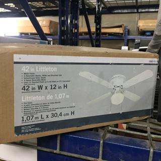 42" White Ceiling Fan.