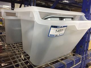 (2) Clear Storage/Recycling Bins & Caddy.