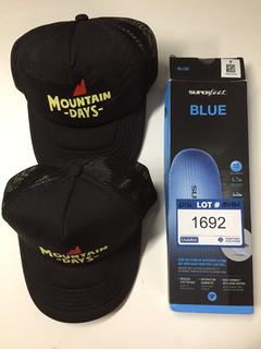 (2) Mesh Caps & Pair of Blue Superfeet Size 11-1/2-13. * Note - Outdoor Sports Store retail return