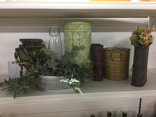 Assorted Vases, Planters & Artificial Plants.