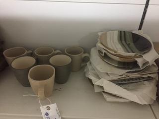 Plates, Bowls, & Coffee Mugs.