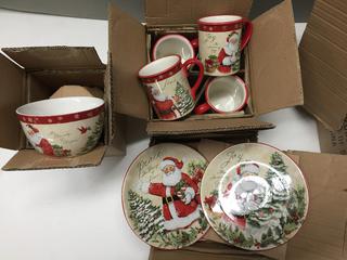 Set of Christmas Dishes.