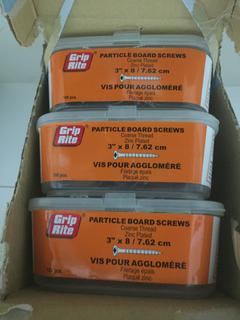 (2) Boxes of Grip-Rite 3" x 8 Particle Board Screws.