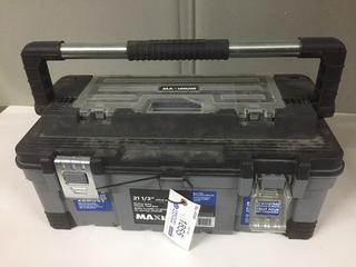 21-1/2" Heavy Duty Tool Box Containing Assorted Hand Tools.