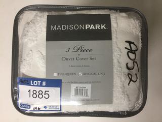 Madison Park King Size 3pc Duvet Cover Set, White.