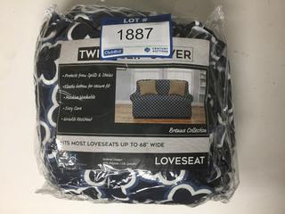 Twill Loveseat Slip Cover 68", Blue.