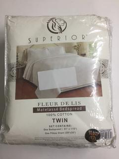 White Twin Bedspread With Pillowcase.