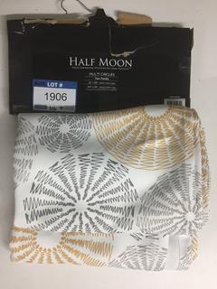 Pair of Yellow/Grey Room Darkening Curtains, 52" x 84".