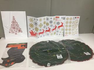 (8) 16" Round Christmas Placemats & Window Clings.