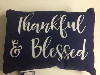 "Thankful & Blessed" Cushion, 18" x 12".