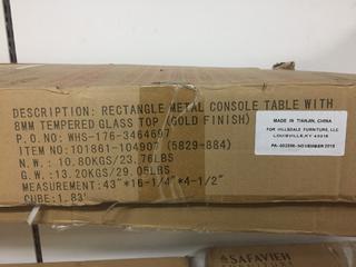 Gold Finish/Glass Top Console Table.