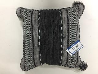 18" x 18" Grey/Blue Throw Pillow.