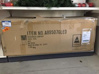 Vickerman 7.5' Flocked Utica Fir Slim Artificial Christmas Tree, Warm White LED Lights