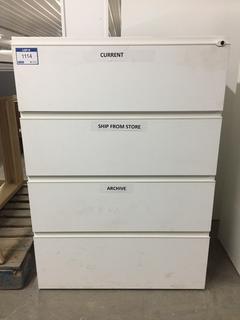 White 4-Drawer Lateral File Cabinet, 51" x 36" x 23".