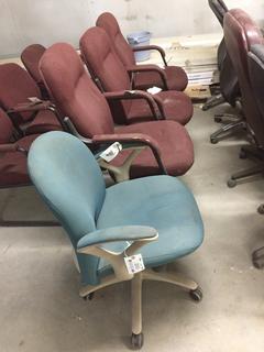 Rolling Office Chairs (3) Maroon (1) Green