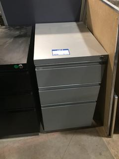 Grey File Cabinet, 21.75x15x27" Tall.