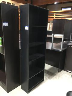 Black Book Shelf, 23.5" Wide x 70.75" Tall x 9.5" Deep.