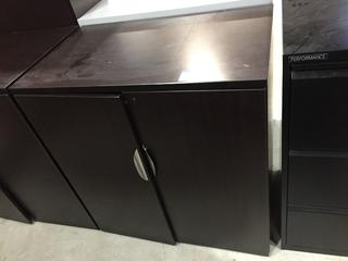 Brown Office Cabinet, 35 1/2" x 22" x 38" Tall.