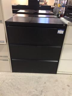 Black (3) Drawer Filing Cabinet.