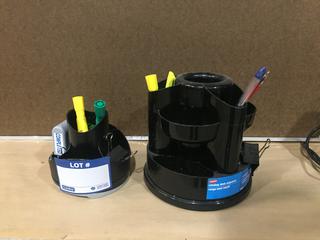 Small & Large Rotating Office Organizers with Contents.