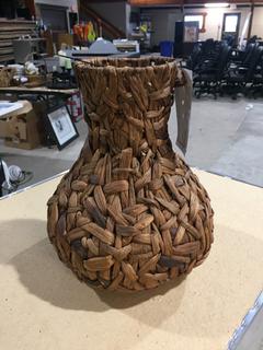 Wicker Vase, 13" Tall.