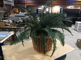 Wicker Basket 10 3/4" Tall with Fake Plant.