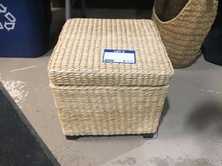 Wicker Foot Stool with Assorted Books.