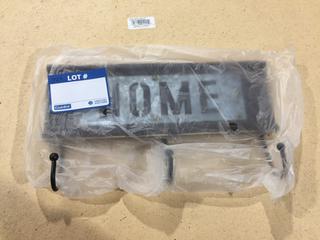 Wood & Metal Home Sign with Hooks.