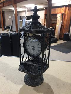 Metal Table Top Clock, 19 1/2" Tall.
