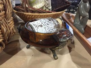 Metal & Glass Bowl & Jar.