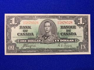 1937 Canada One Dollar Bank Note S/N DN5878528.