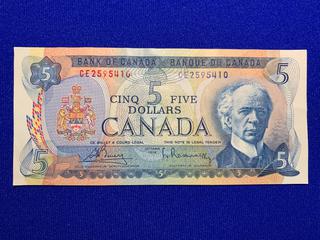 1972 Canada Five Dollar Bank Note S/N CE2595410.