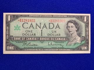 1967 Canada One Dollar Replacement Bank Note S/N *BM1281922.