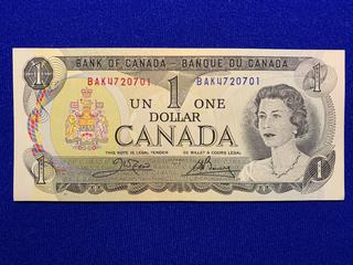 1973 Canada One Dollar Bank Note S/N BAK4720701.