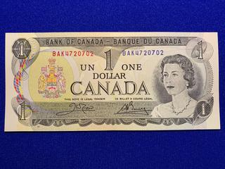 1973 Canada One Dollar Bank Note S/N BAK4720702.
