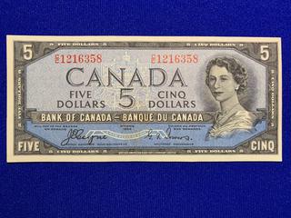 1954 Canada Five Dollar Bank Note S/N CC1216358.