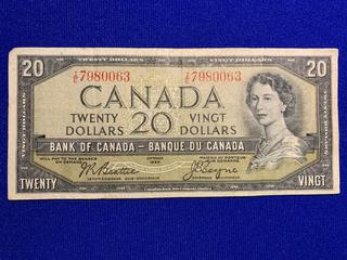1954 Canada Twenty Dollar Bank Note S/N IE7980063.