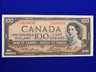 1954 Canada One Hundred Dollar Bank Note S/N CJ3459056.