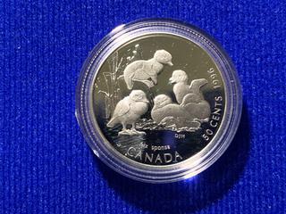 1996 Canada Fifty Cents Silver Coin, "Wood Ducklings".