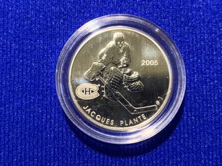 2005 Canada Fifty Cents Sterling Silver Coin, "Jacques Plante # 1).