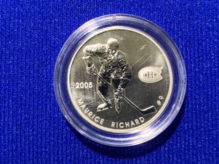 2005 Canada Fifty Cents Sterling Silver Coin, "Maurice Richard # 9).