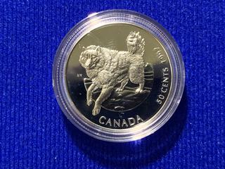 1997 Canada Fifty Cent Sterling Silver Coin, "Dogs of Canada, Newfoundland".