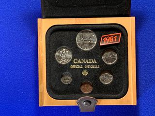 1981 Canada Specimen Coin Set c/w Display Case.