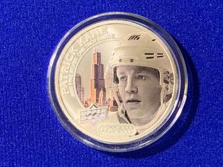 2017 Cook Islands Five Dollars One Troy Ounce .9999 Fine Silver Colour Printed Coin, "Patrick Kane" c/w Display Case.