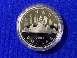 2003 Canada One Dollar .9999 Fine Silver Coin "Coronation" c/w Display Case.