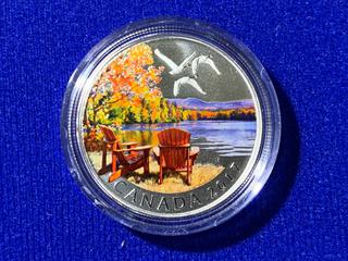 2017 Canada Ten Dollar .9999 Fine Silver Colour Printed Coin, "Autumn's Palette" c/w Display Case.